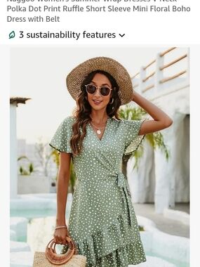 Women’s Sage Green With Print Wrap Dress